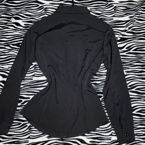 Black button up slim fit dress top - Picture 2 of 4